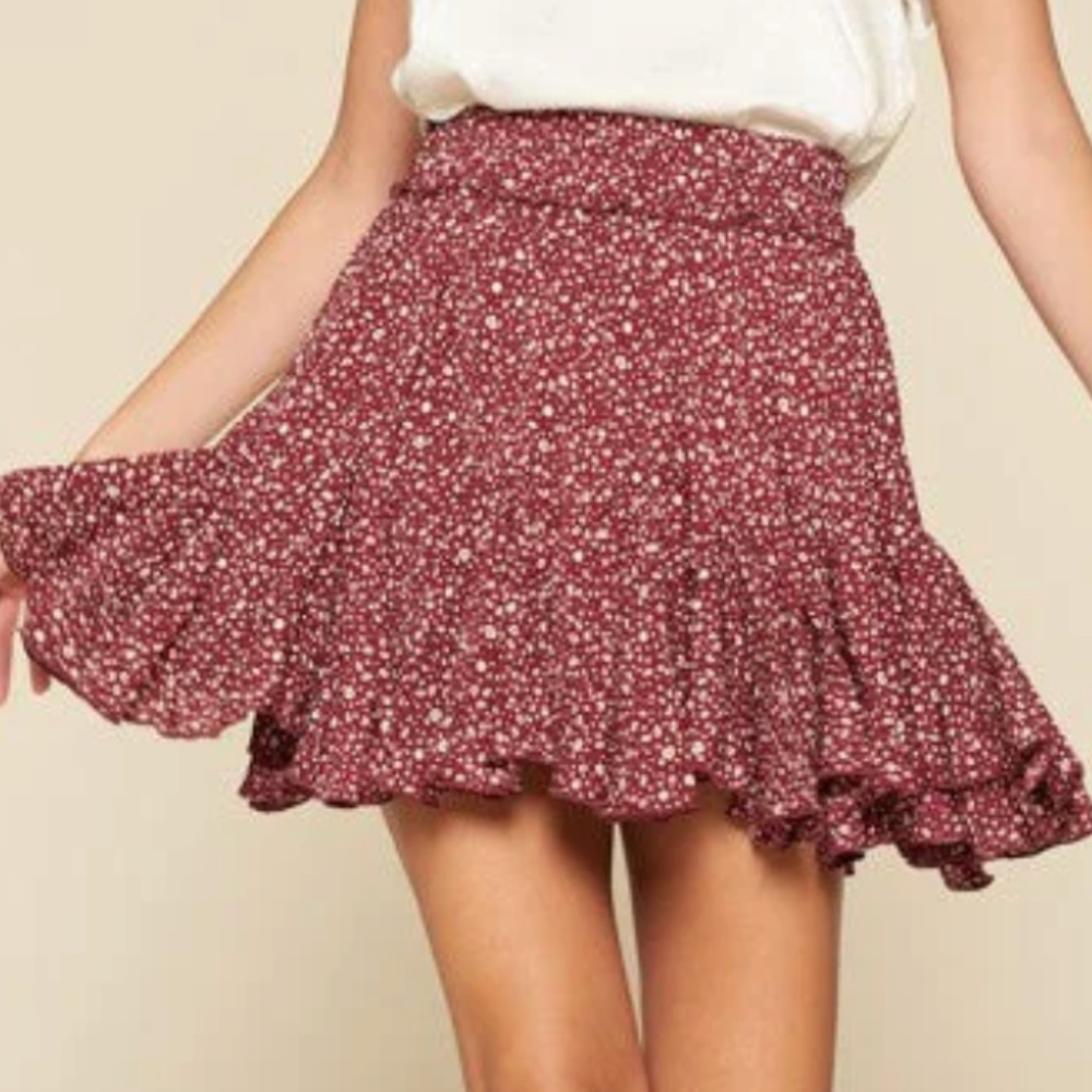 Oddy burgundy cheetah print skirt